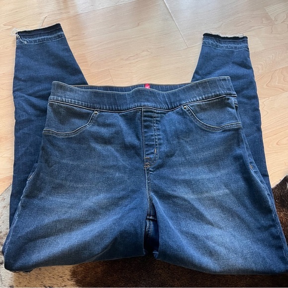 SPANX Distressed Denim Skinny Jean Leggings Size Extra Large - Picture 2 of 8